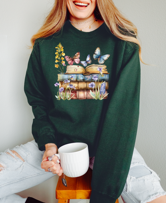 Butterfly Book Stack Sweatshirt/Tee