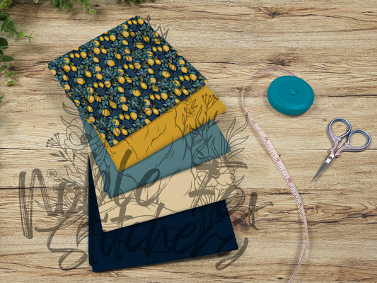 Embroidered Lemons Fat Quarter Bundle (+Solid Coordinates)