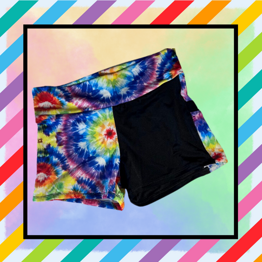 L - Adult Rainbow Tie Dye Shorties